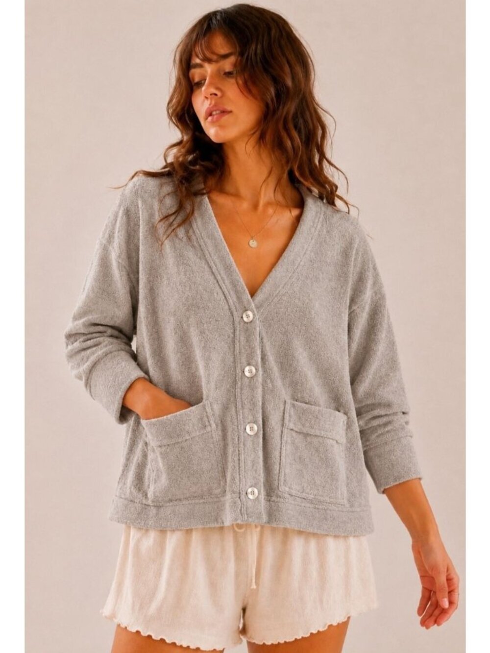 Out From Under Fleece Cardigan Oversized Patch Pockets Boxy Comfy Size M